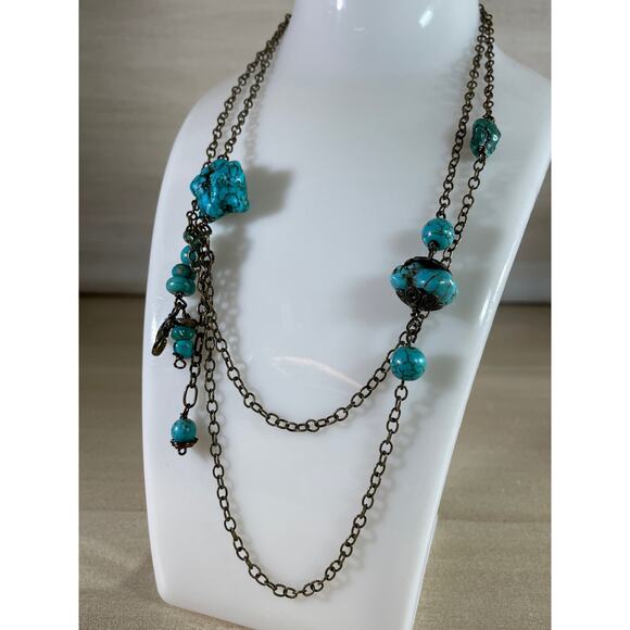 Turquoise 5 Necklaces, 1 pair Earrings Lot, Various Vintages & Styles - Picture 7 of 16